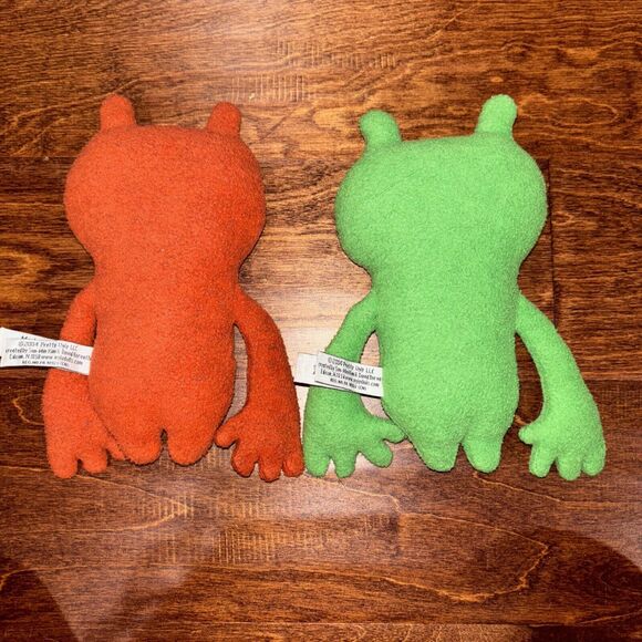 2x Little Uglys Uglydoll Abima Red & Green 2004 Stuffed Plush Toy Monster 8” - Picture 2 of 4